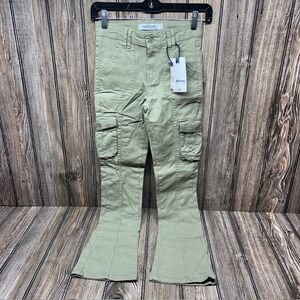 Wallflower Girl Kids Sage Green Cargo Flare Pants Size 7